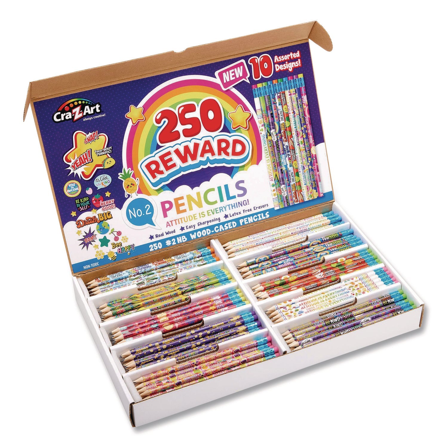 cra-z-art-r-pencils-motivational-classpack-2-black-lead-assorted-barrels-10-designs-250-pencils-set-cza740171_1